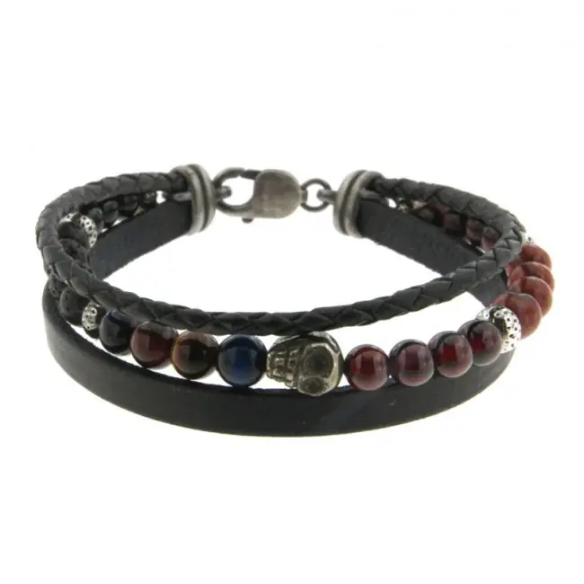 Bracelet cuir tête de mort Mexicaine | BRACELET EN CUIR HOMME Seulement Aujourd’hui